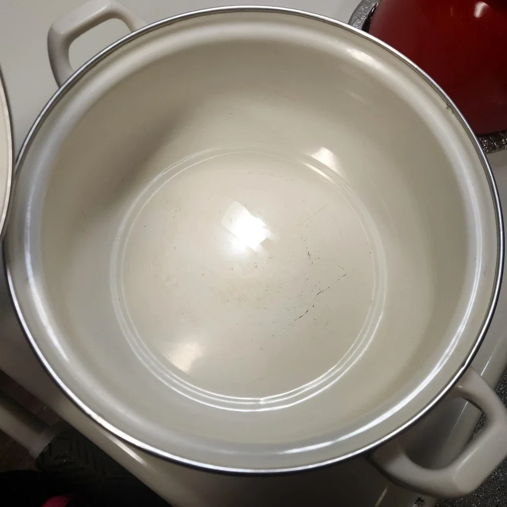 Vintage 6 quarts Enamel flower ‎ Pattern Pot w/Lid
